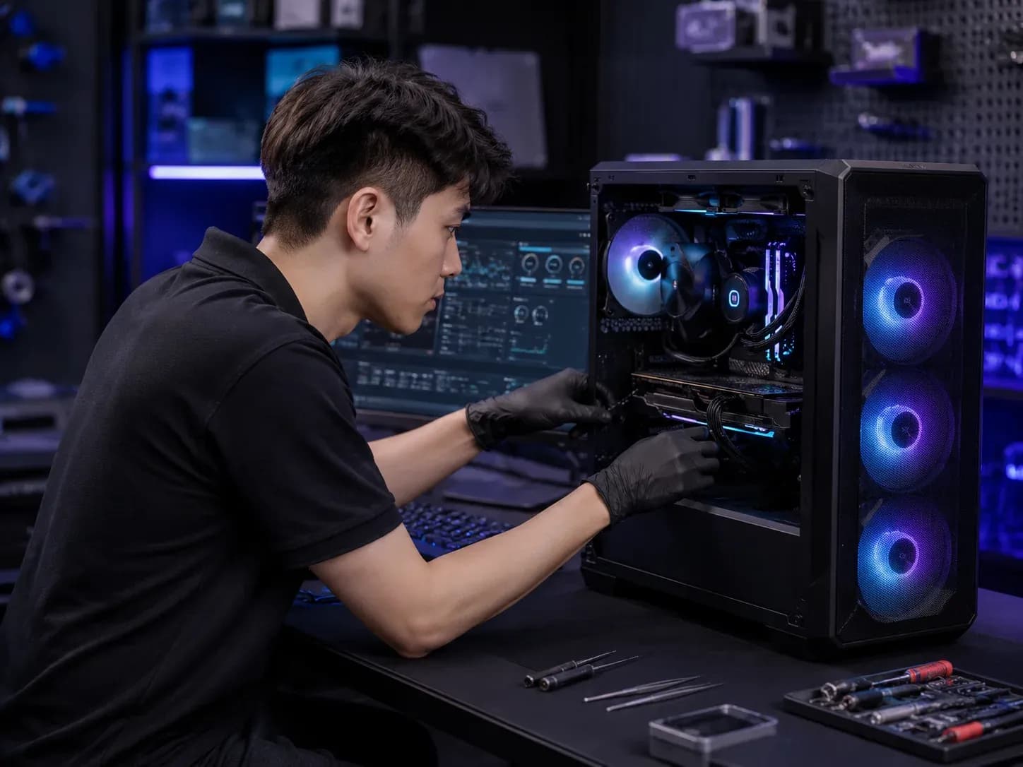 Kỹ thuật viên RIGPC lắp ráp nâng cấp PC gaming tại TP.HCM